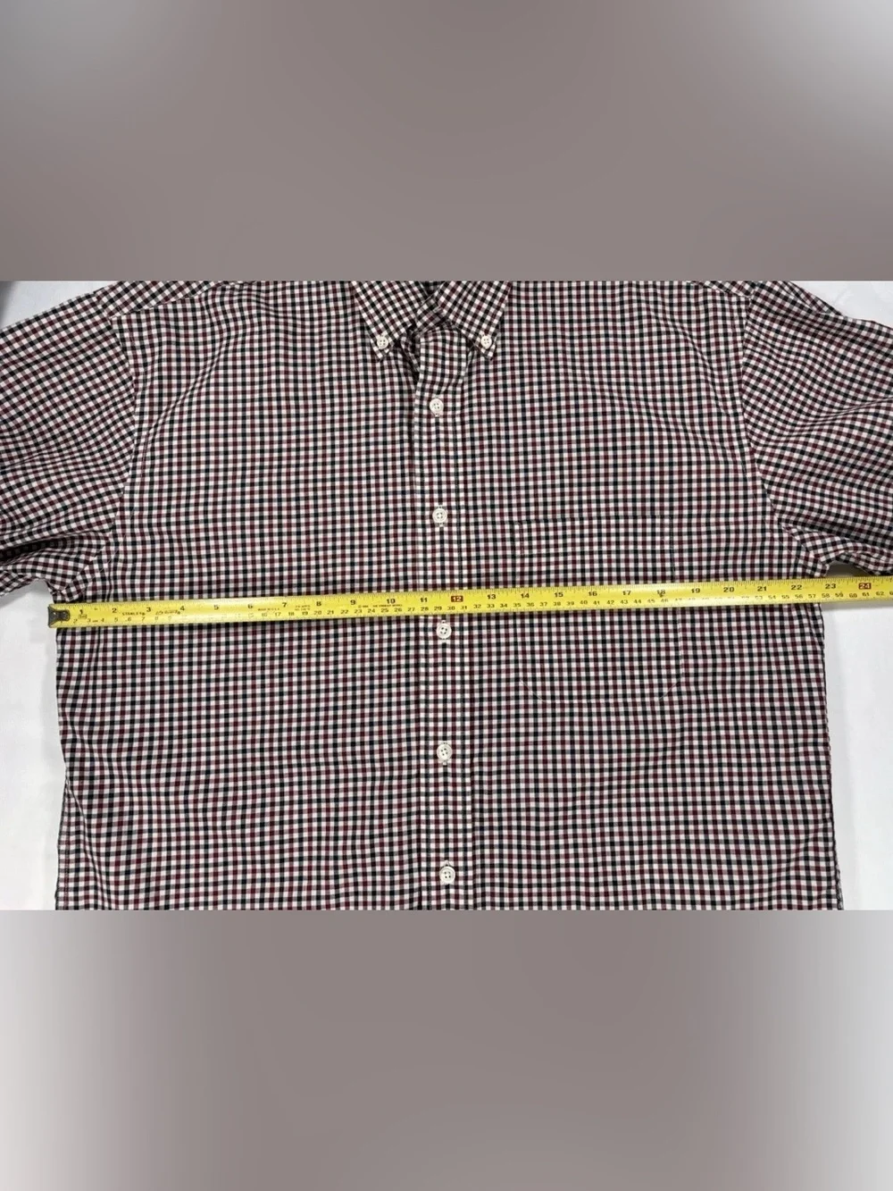 L.L. Bean Men's M Tall Long Sleeve Red & Blue Checked Plaid Button-Down Shirt - Picture 6 of 8